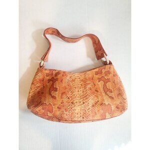 Nicoli Orange Snakeskin  Italian Shoulder Bag